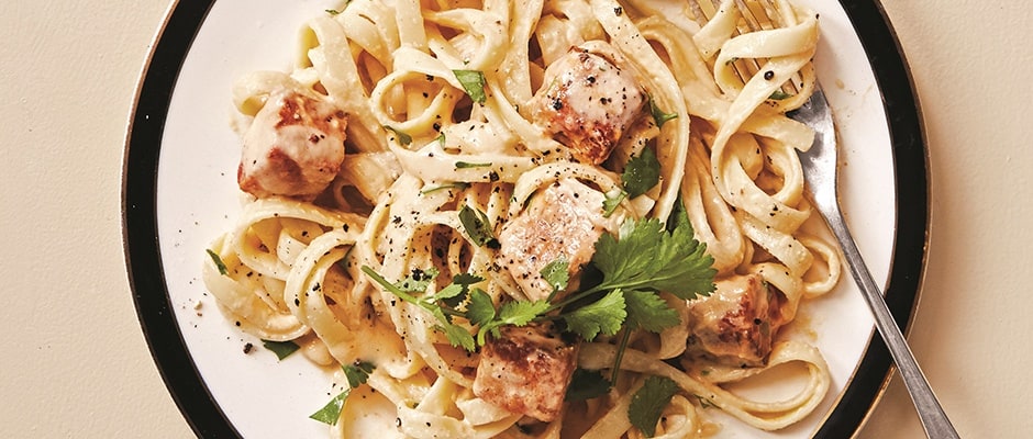 Sriracha Tempeh Alfredo Recipe from Chloe Coscarelli