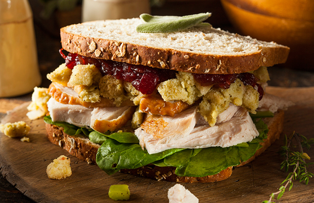 Thanksgiving Leftover Sandwich Cut Calories